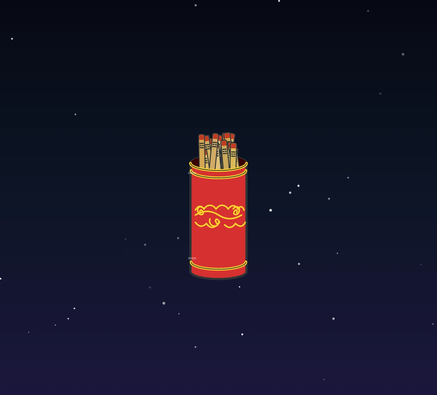 SpinAName Fortune Stick cylinder mid-shake with bamboo sticks bouncing inside